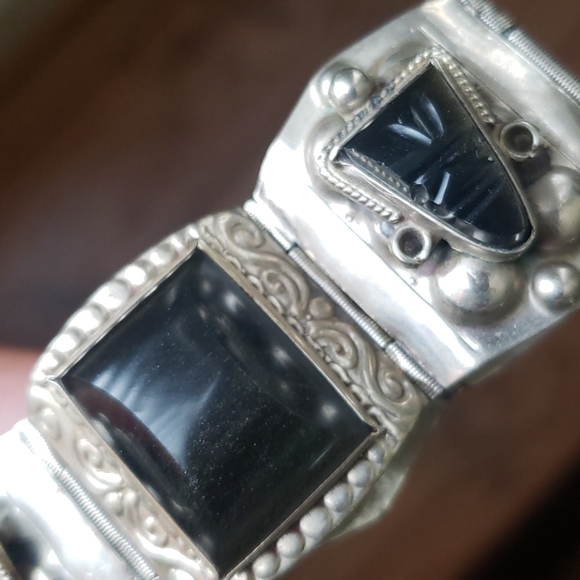 vintage Sterling Silver Stone Bracelet - Picture 5 of 16